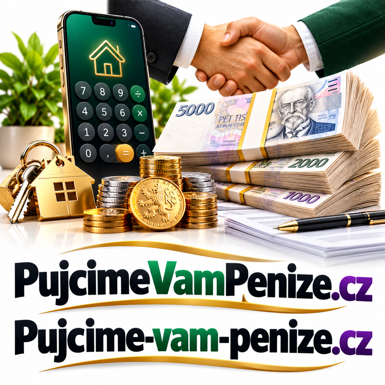 PujcimeVamPenize.cz + Pujcime-vam-penize.cz – 2 prémiové .CZ domény pro půjčky, úvěry, online financování a finanční portály