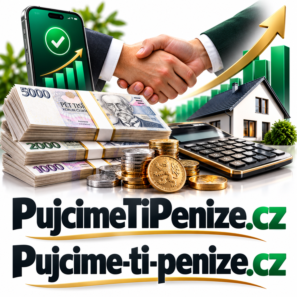 PujcimeTiPenize.cz + Pujcime-ti-penize.cz – 2 prémiové .CZ domény pro půjčky, úvěry a online financování