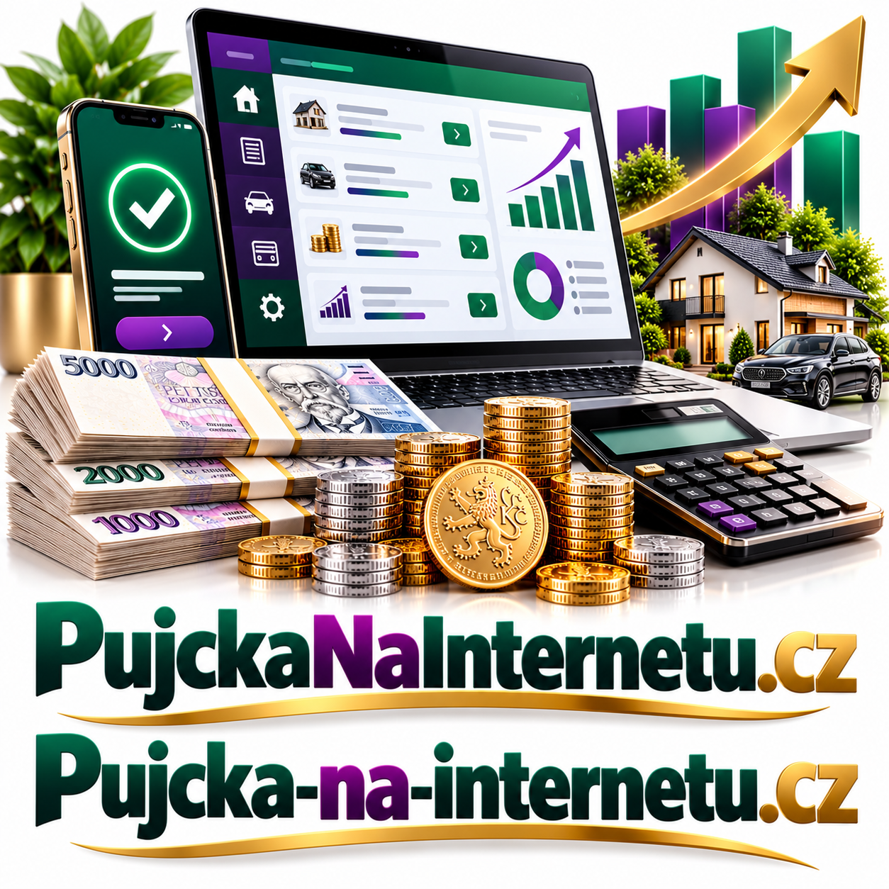 PujckaNaInternetu.cz + Pujcka-na-internetu.cz – 2 prémiové .CZ domény pro online půjčky, úvěrové srovnávače a finanční služby