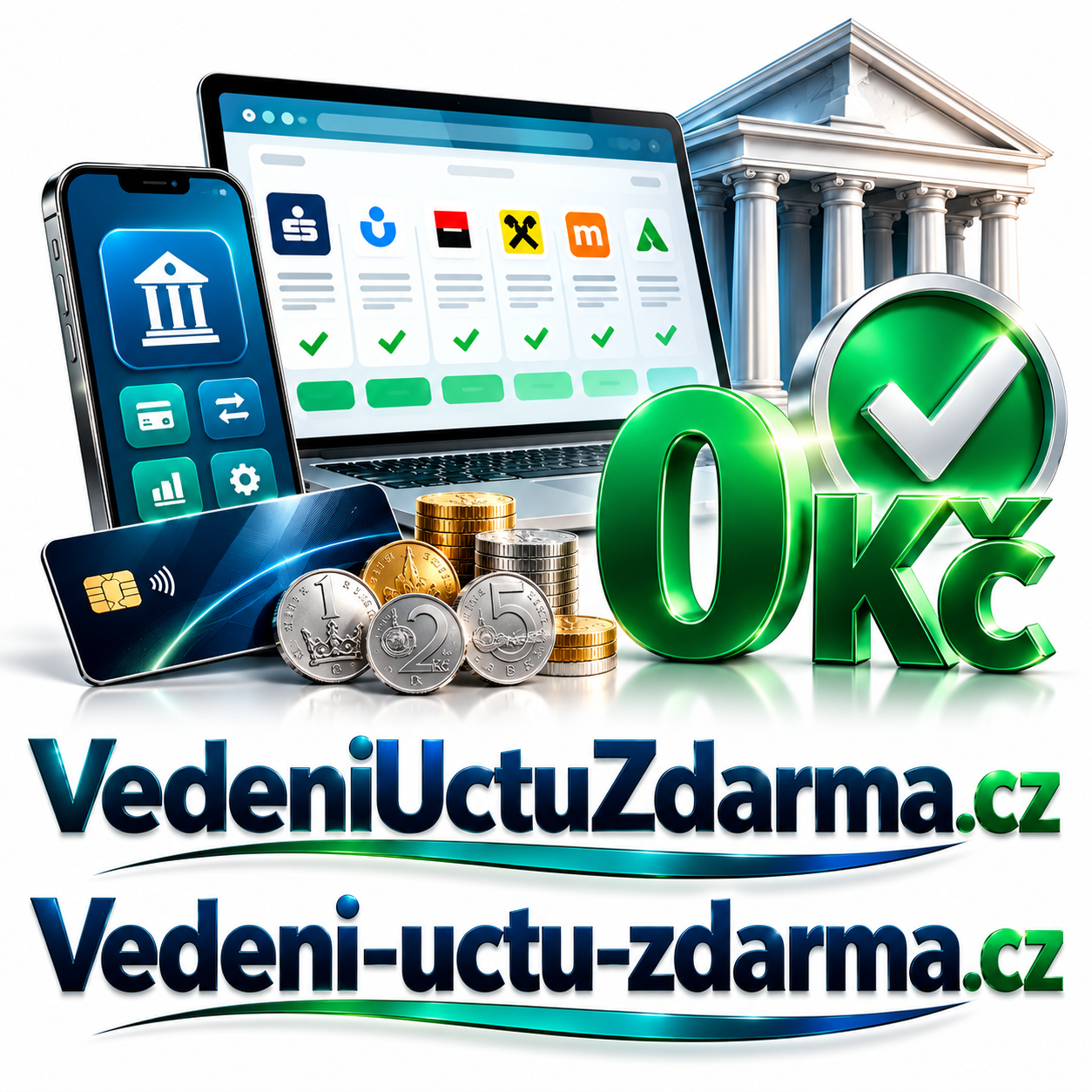 VedeniUctuZdarma.cz + Vedeni-uctu-zdarma.cz – 2 prémiové .CZ domény pro bankovní účty, finanční srovnávače a online bankovnictví