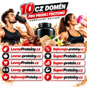 10 prémiových .CZ domén pro proteiny a sportovní výživu – kompletní balíček