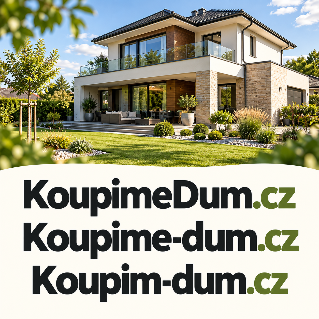 KoupimeDum.cz + Koupime-dum.cz + Koupim-dum.cz – 3 atraktivní .CZ domény pro výkup domů, nemovitostí a realitní služby