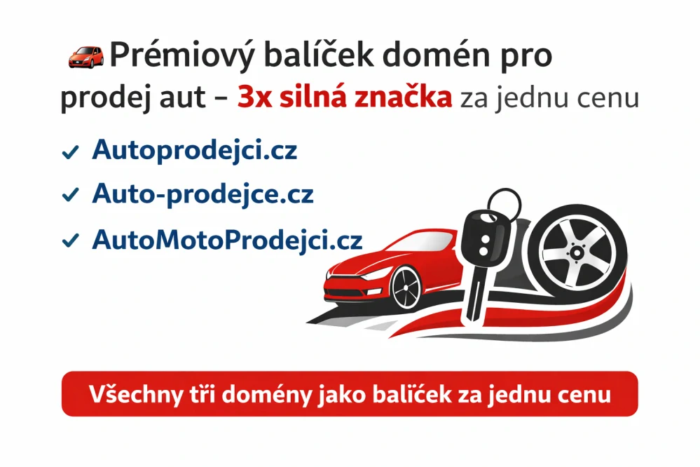 Autoprodejci.cz + Auto-prodejce.cz + AutoMotoProdejci.cz – 3 domény pro prodej vozidel
